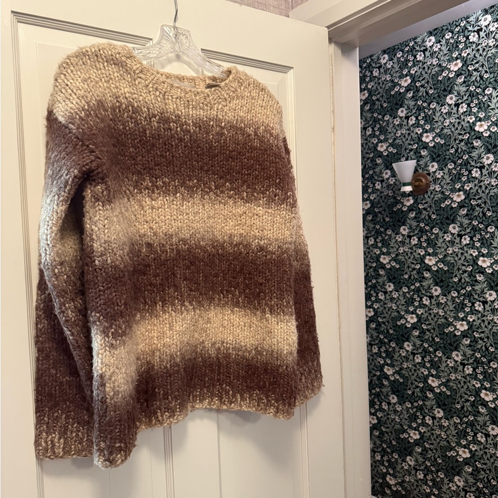 Barneys New York Cream and Brown Sweater